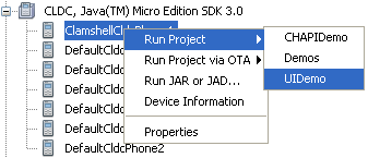 run project from device manager context menu