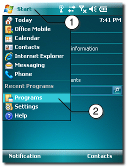 Select Start, then Programs