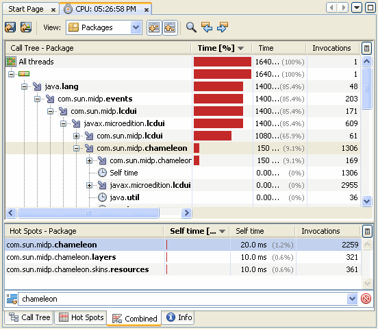 Profiler tab