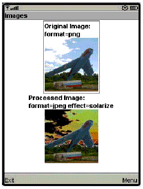 Images Effects midlets shown airplane photo first normal then with solarized effect