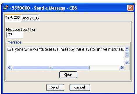 Send a message window with Binary CBS selected