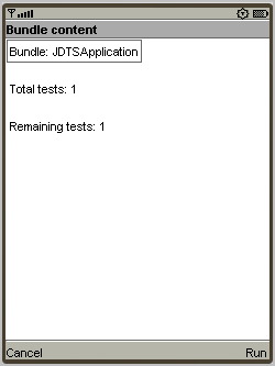 Device display screen showing 1 bundle with 2 tests run