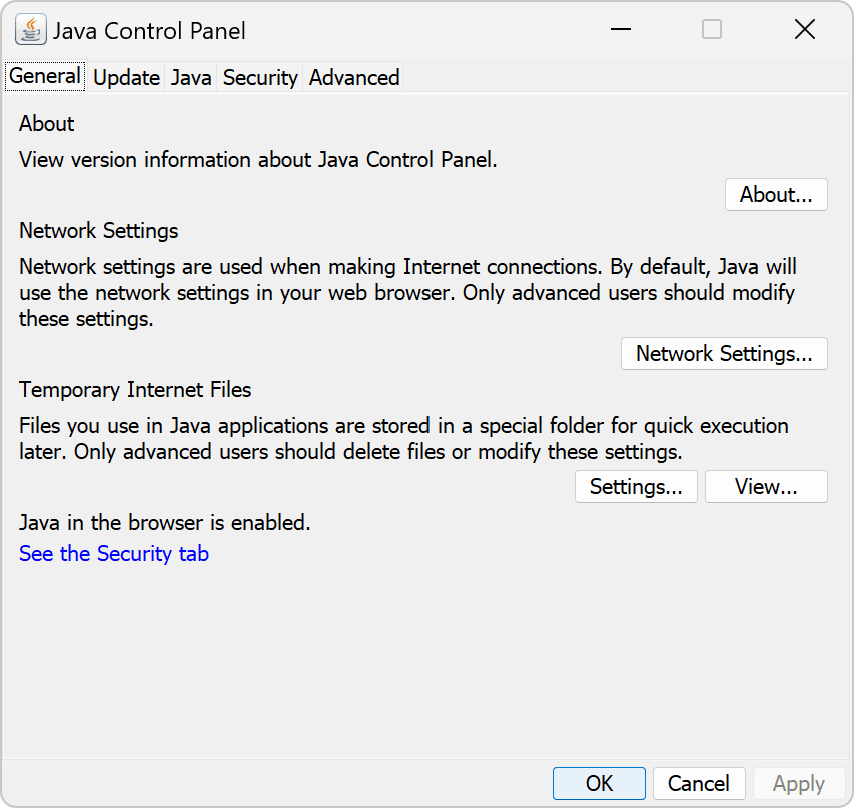 Java Control Panel