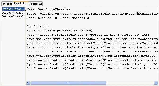 JConsoleで検出されたスレッドのデッドロック。 JConsoleで検出されたスレッドのデッドロック。