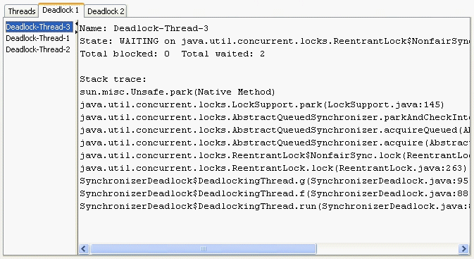 JConsoleで検出されたスレッドのデッドロック。