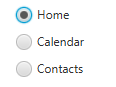 3つのラジオ・ボタン: 「Home」、「Calendar」、「Contacts」