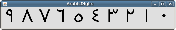 ArabicDigits example output showing Arabic digits from 0 through 9