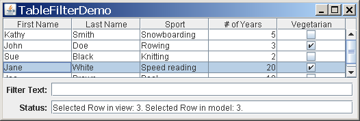 TableFilterDemo without sorting