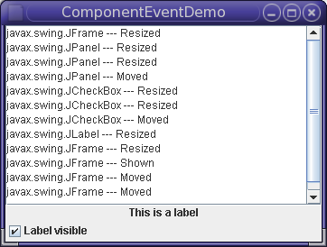 A window demonstrating component events