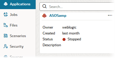 Essbase 웹 인터페이스 애플리케이션 페이지에 있는 ASOSamp 애플리케이션의 타일
