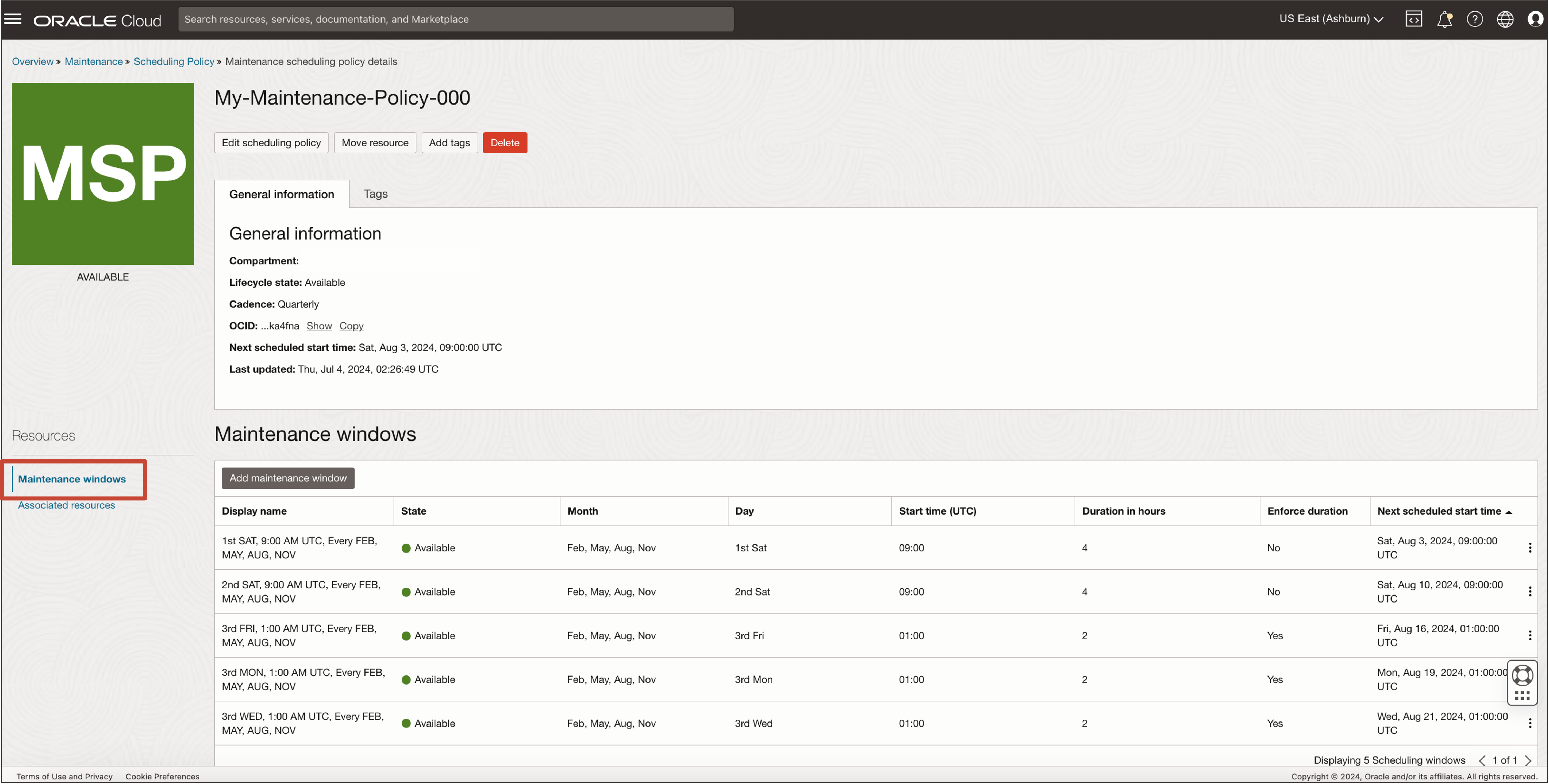 유지보수 기간 세부정보를 보여주는 이미지 유지보수 기간 세부정보를 보여주는 이미지