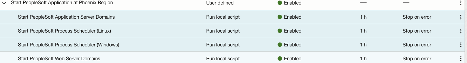 추가한 Phoenix Region에서 PeopleSoft Application Server Domains를 시작합니다. PeopleSoft Application Server Domains at PHX 추가 시작