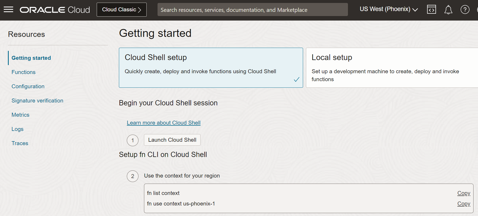 Oracle Cloud Infrastructure Functions에서 다중 계층 백엔드 애플리케이션 호스팅