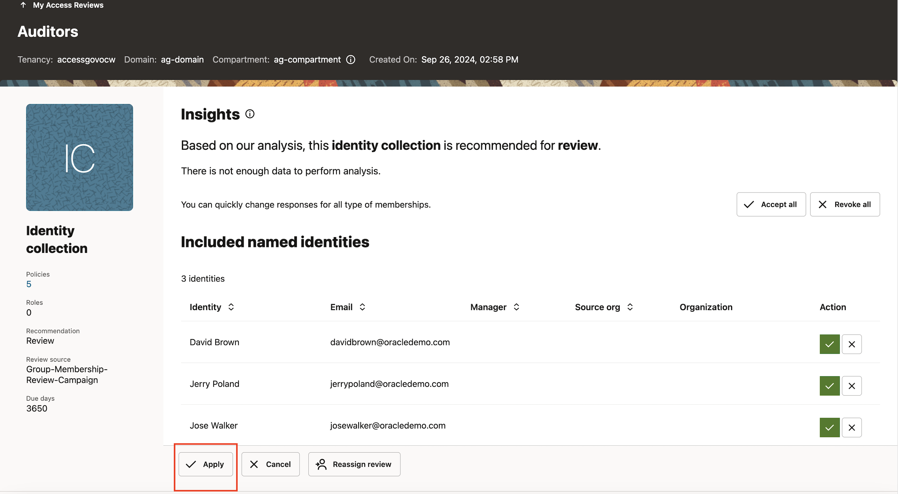 Access Governance 홈 페이지