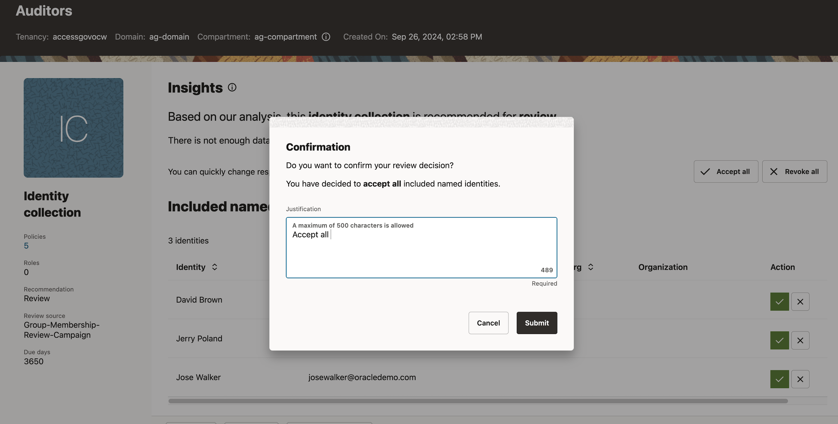 Access Governance 홈 페이지