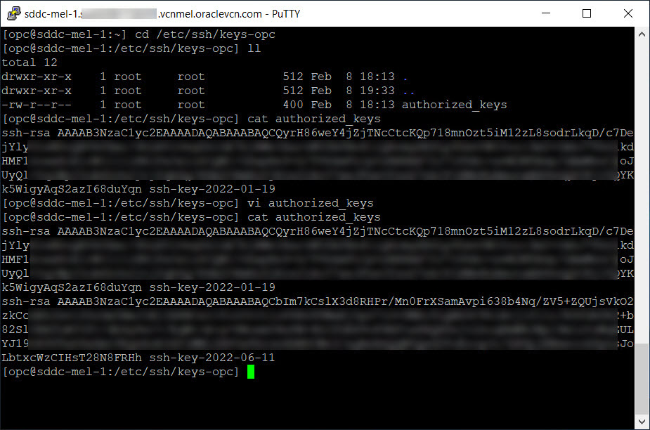 ESXi 호스트에 대해 권한이 부여된 키의 새 공개 키 표시