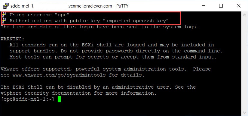 새 SSH 키 쌍을 사용하여 ESXi 호스트로 SSH를 검증합니다.