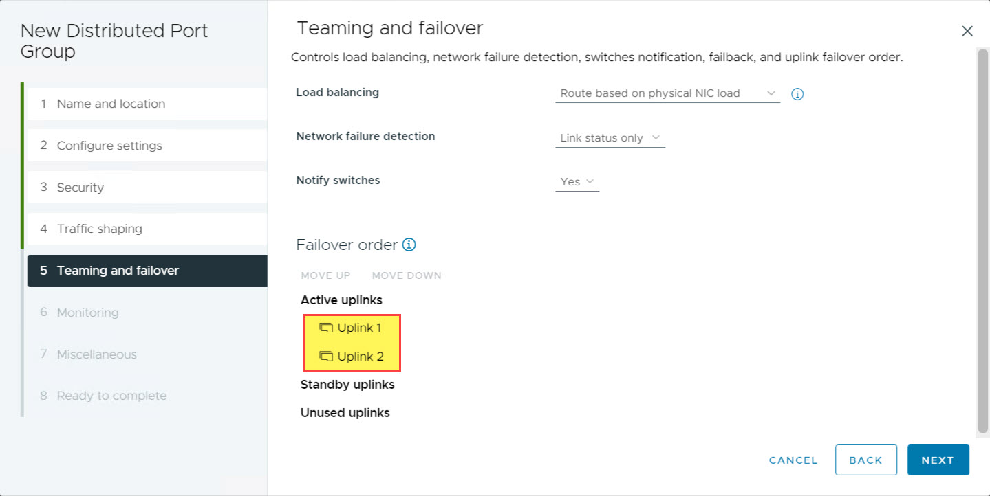 vDS - Prov DPG Teaming 및 Failover 생성