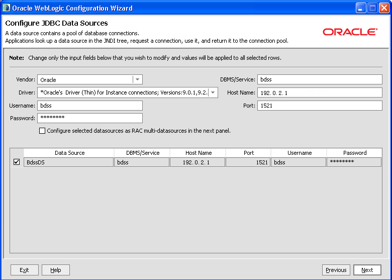 Selecting JDBC sources.