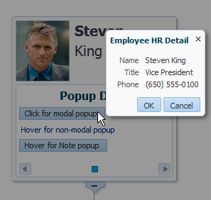 modal popup in hieararcy viewer node.