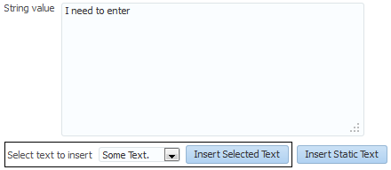 inputText with entered text