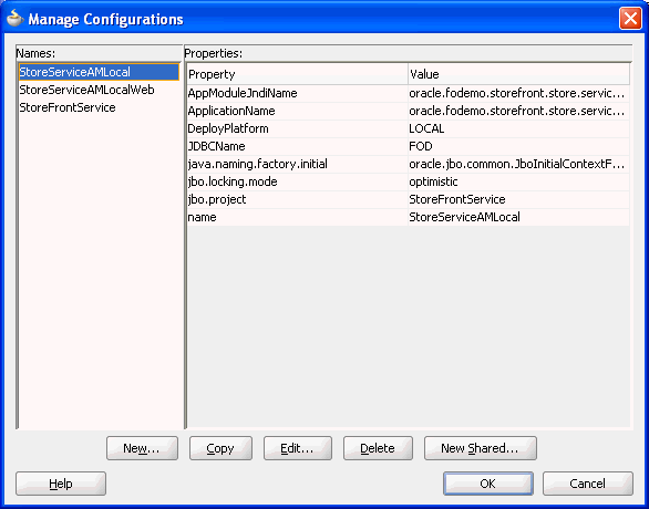 Configuration Editor displays default configuration