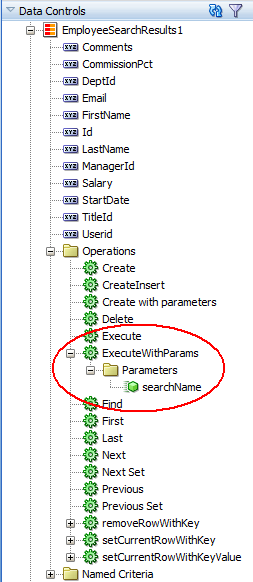 Data Control Showing ExecuteWithParams Operation