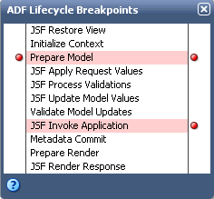 Uising the ADF LIfecycle breakpoint window