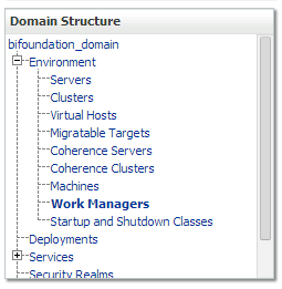 Work Managers link on the Domain Structure pane