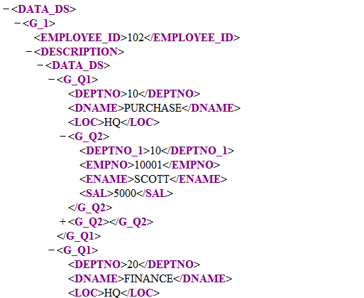 Example Output When the Data Type is XML