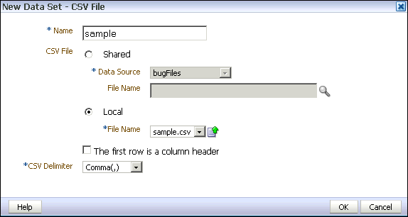 Create data set - file dialog