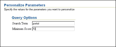 The Personalize Parameters page.