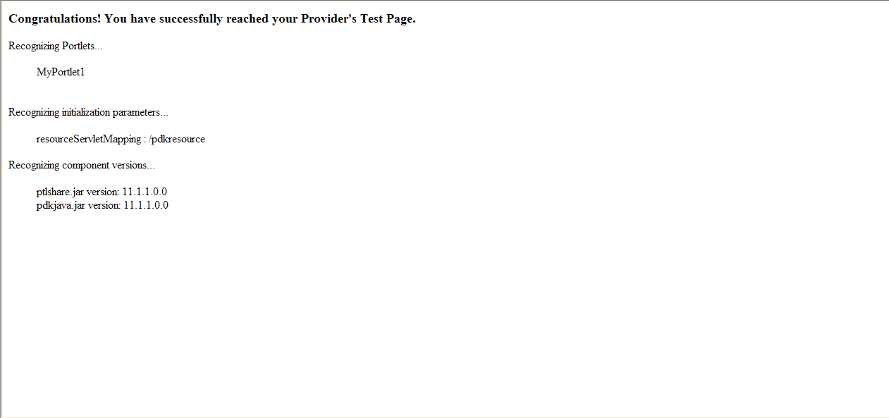 Shows provider test page.