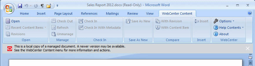 Read-only view mode indicator in Microsoft Word.