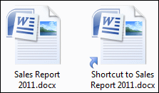 File in Windows Explorer with a shortcut to that file.