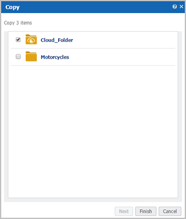 Copy Window with a Cloud Folder Selected