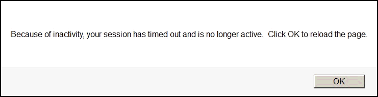 Inactivity timeout message