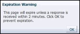 Timout warning popup