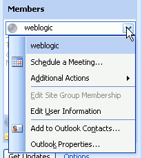 Members section username menu actions described below