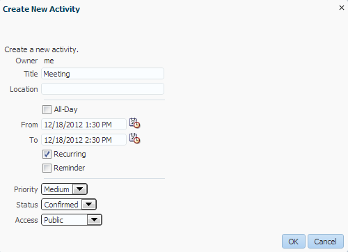Edit Activity dialog
