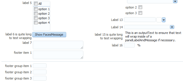 Grouped items in body and footer of PanelFormLayout