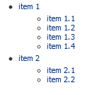 Hierarchical list of items