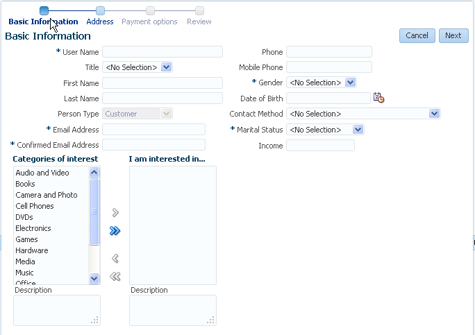 registration form of StoreFront module