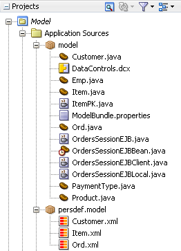 Applications window showing beans and data control files