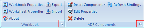 ADF Desktop Integration task pane launcher buttons