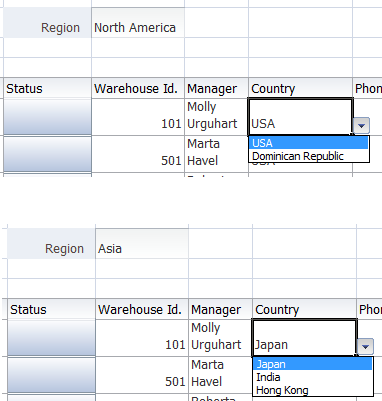 Runtime Dependent List of Values in Table and Worksheet