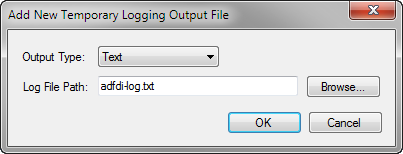 Add New Temporary Logging Output File dialog box