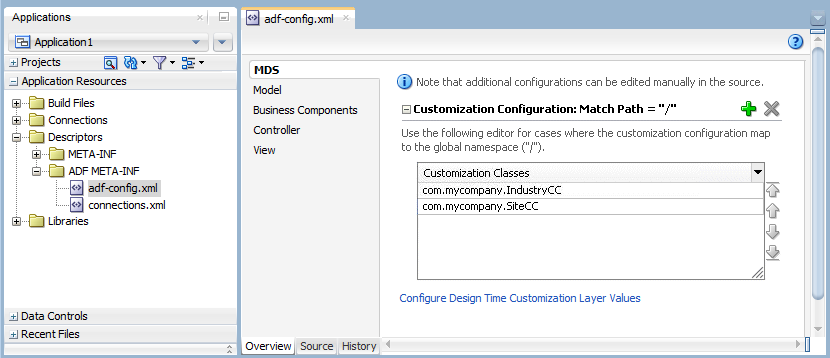 Overview editor for adf-config.xml