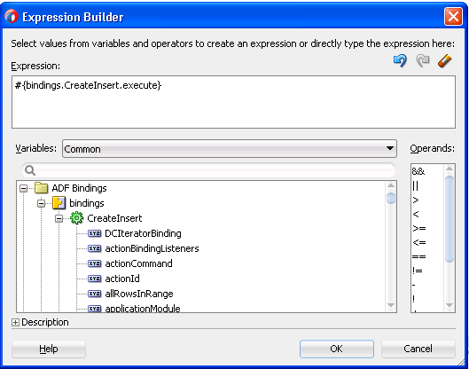 EL Expression for Method in Expression Builder Dialog