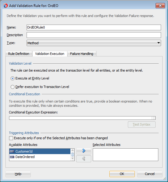 Image of Add Validation rule dialog